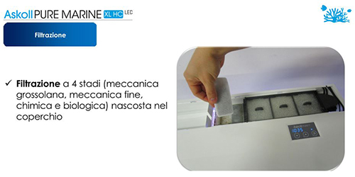 Askoll Acquario Pure Marine XL HC Nero con Sale OMAGGIO 76x36x57h cm 130Lt