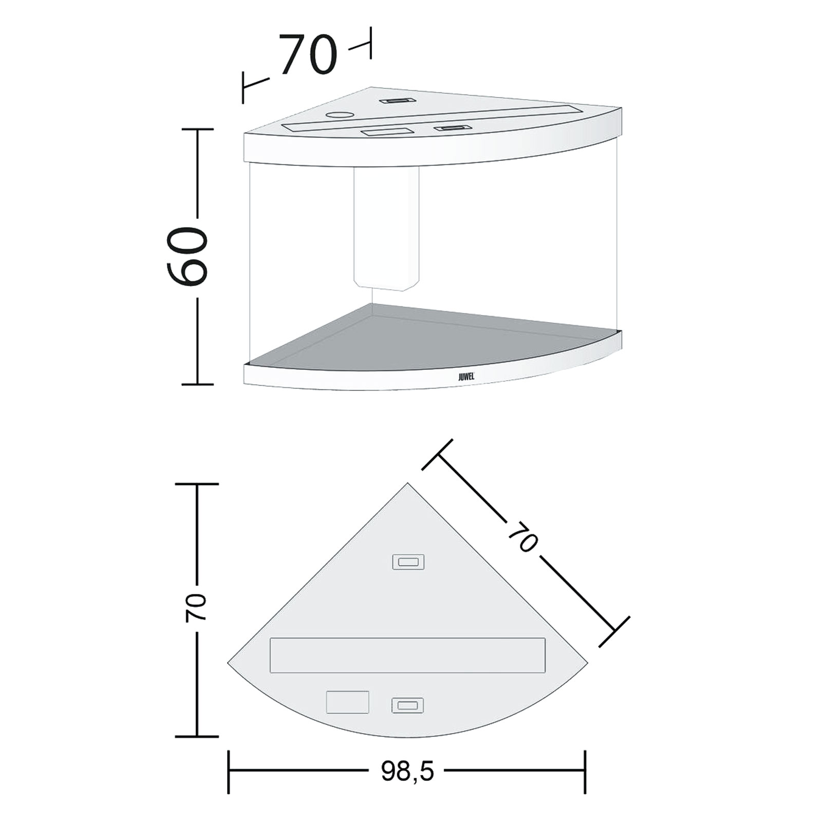 Juwel Acquario Trigon 190 Litri LED Nero mis. 98,5x70x60H cm