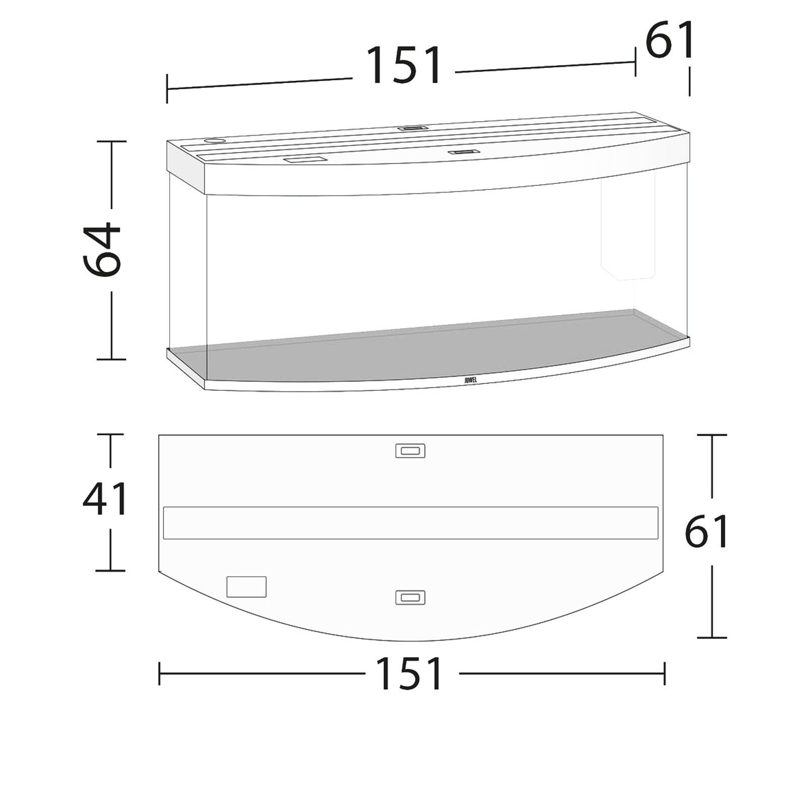 Juwel Acquario Vision 450 Litri LEd Faggio mis. 151x61x64H cm