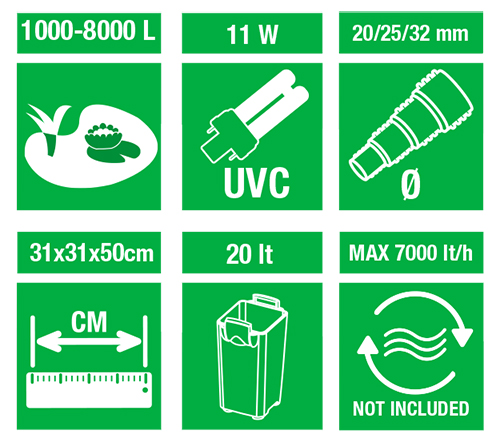 Amtra Pond Prexure Filter 8000 Filtro autopulente per vasche fino a 8000 litri con UV 11W