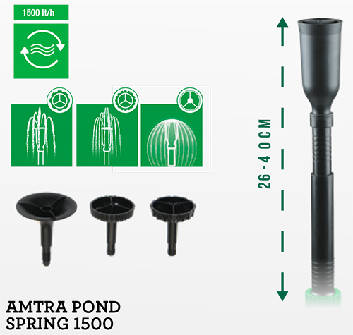 Amtra Pond Spring 1500 Pompa da Laghetto con giochi d'acqua 1500 l/h