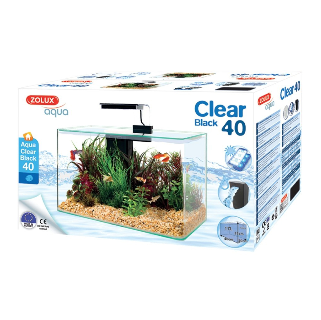Zolux Acquario Aqua Clear 40 Nero 40x20x25h cm 17 Litri