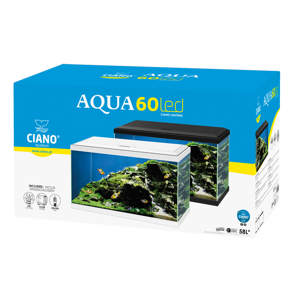 Ciano Aquarium Aqua 60 Led bianco 58 litri 60x30x32h cm