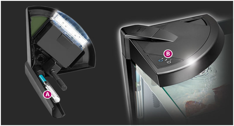 Newa More 30 Acquario Marin Water Completo di Illuminazione a Led Dual Touch 28 l Nero