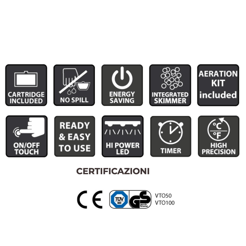 Newa More 50 Acquario Marin Water Completo di Illuminazione a Led Dual Touch 45 l Nero