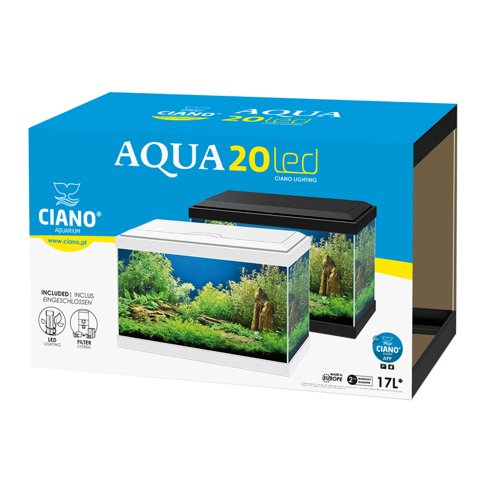 Ciano Aqua 20C Light Led Acquario Led 17Litri Bianco 40x24,8x20h