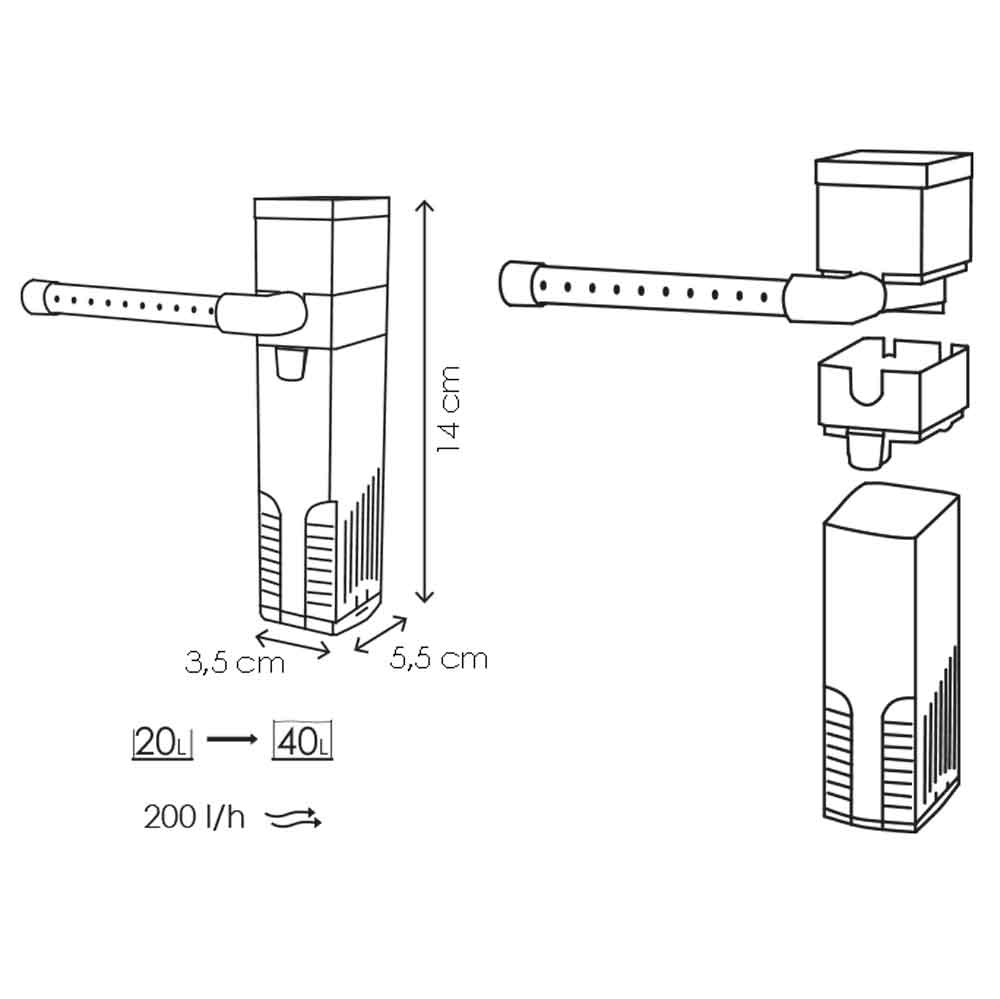 Ciano Aquarium CF40 Filtro interno fino a 40 litri