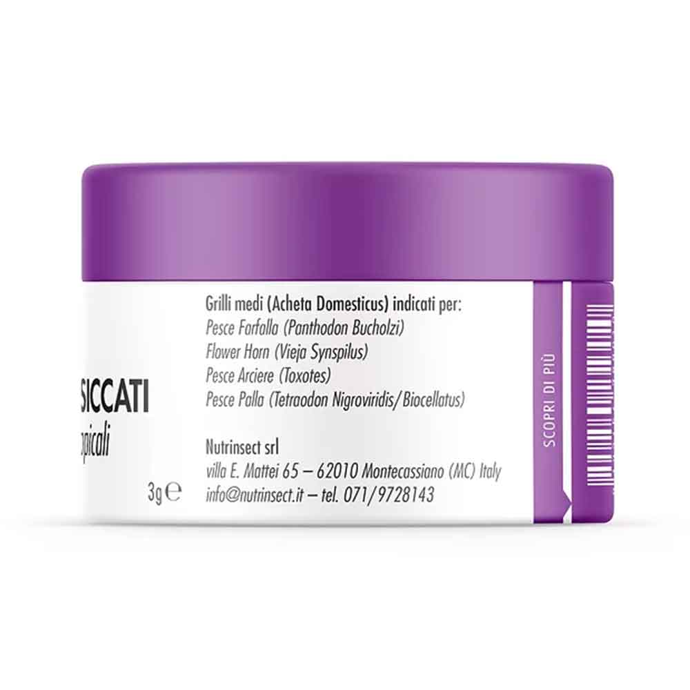 Nutrinsect Grilli Medi Essiccati per Pesci Tropicali 3g