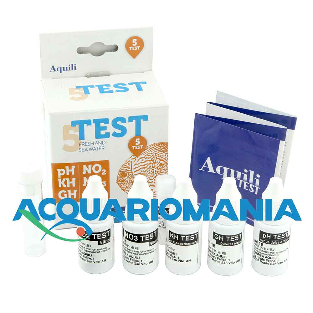 Aquili Test 5 in 1 a gocce NO2 NO3 PH GH KH