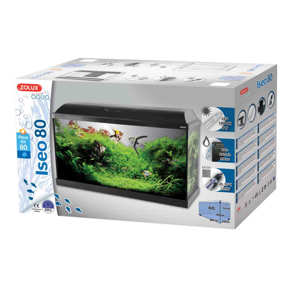 Zolux Acquario Iseo 80 Led Nero 84 litri