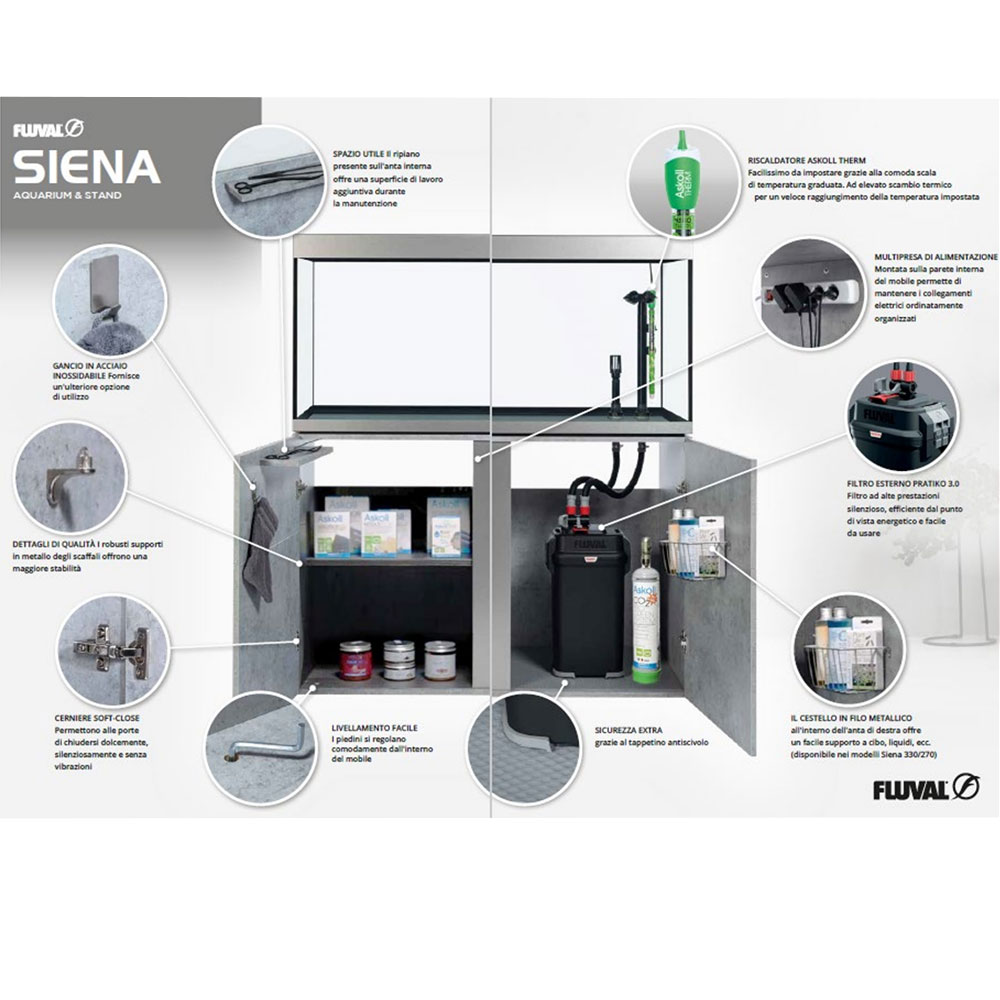 Askoll Siena 160 Combo Acquario con Supporto 55x55x55h cm