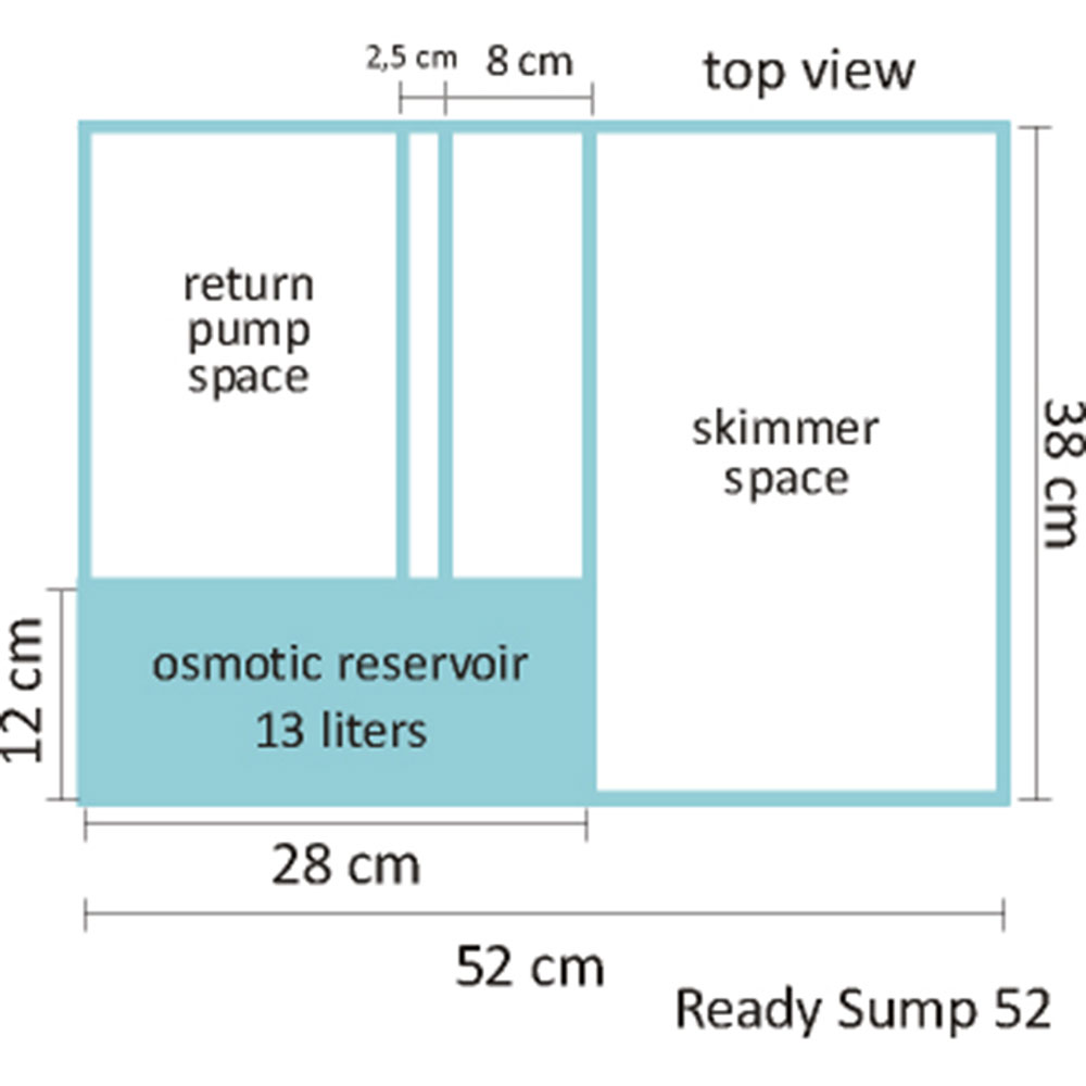 Blau Aquaristic Ready Sump 52 con recipiente rabbocco automatico e divisori