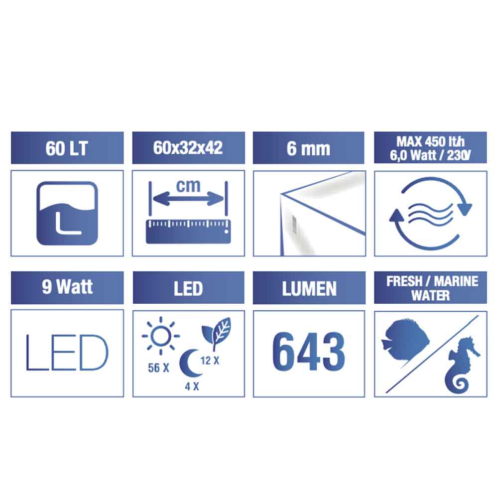 Amtra Acquario System V260 Led completo Nero 65lt 60x32x42h cm