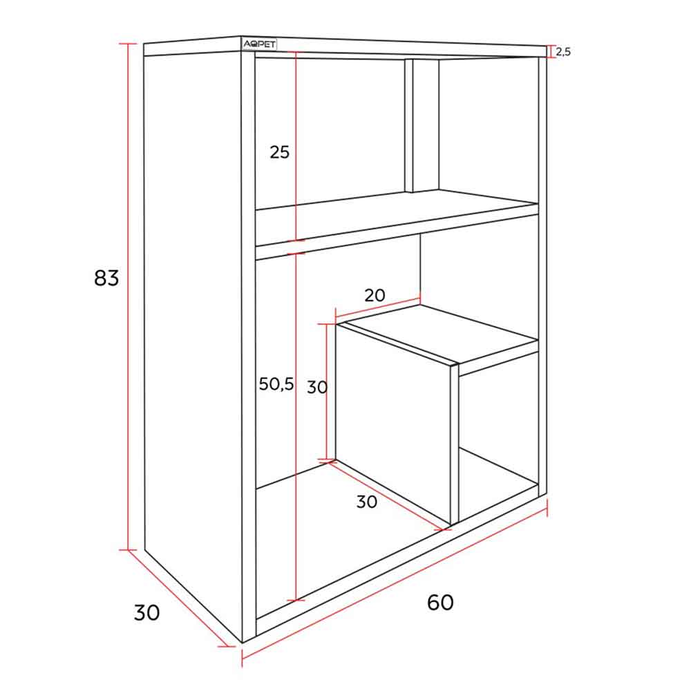 Aqpet Cabinet Nature Supporto per Acquari Shallow Effetto Legno Naturale 60x30x83h cm