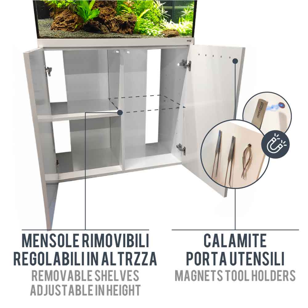 Amtra Acquario Alux Bianco Combi con Mobile 220L 90x45x148h cm