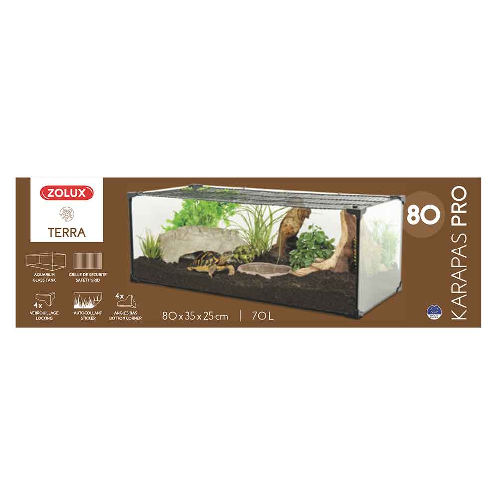 Zolux Karapas Terra 80 Pro Tartarughiera 48 Litri 80,5x35,5x30,5h