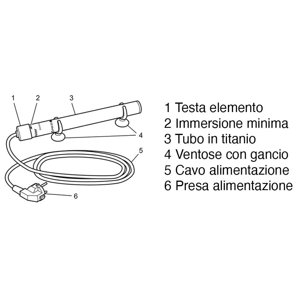 Schego Elemento riscaldante in titanio 600W