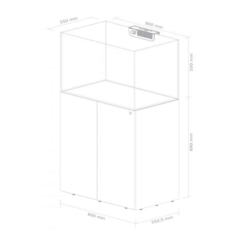 Nyos OPUS 330 G2 Slim Line Grigio Acquario Marino Reef 90x55x 53h cm