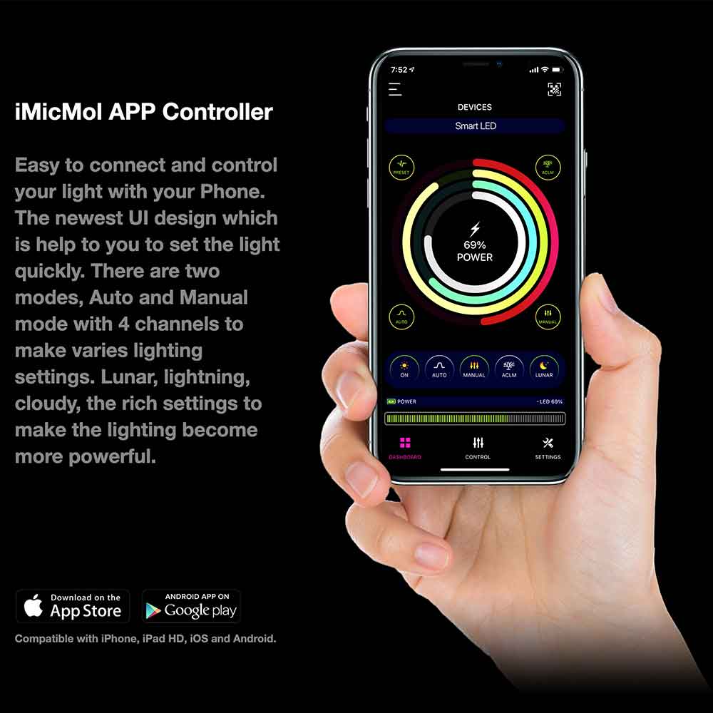 Micmol Air Pro 900 Reef Extreme Lighting Lampada Per Acquari di Barriera 112W 90-110cm