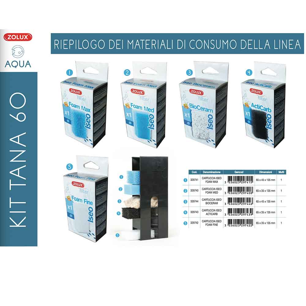 Zolux Acquario Tana 60 Nero Completo 63 Litri 60x30x35 