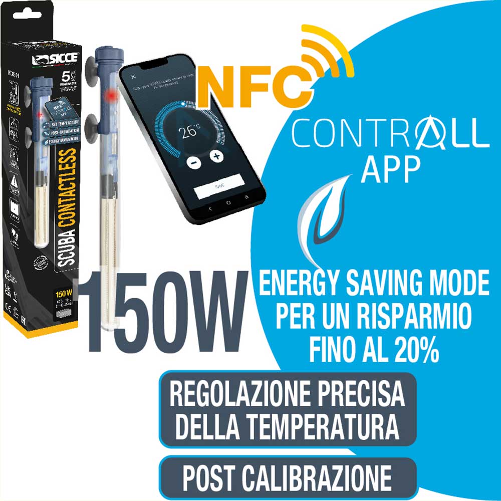 Sicce Scuba Contactless Riscaldatore Wireless NFC 150W