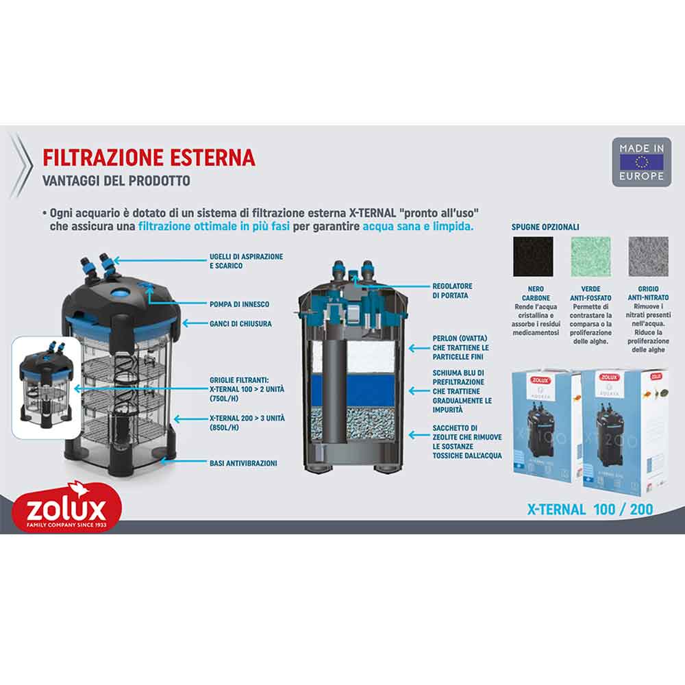 Zolux Aqua Colonne 50 175 litri con Filtro esterno e riscaldatore 50x50x70h cm