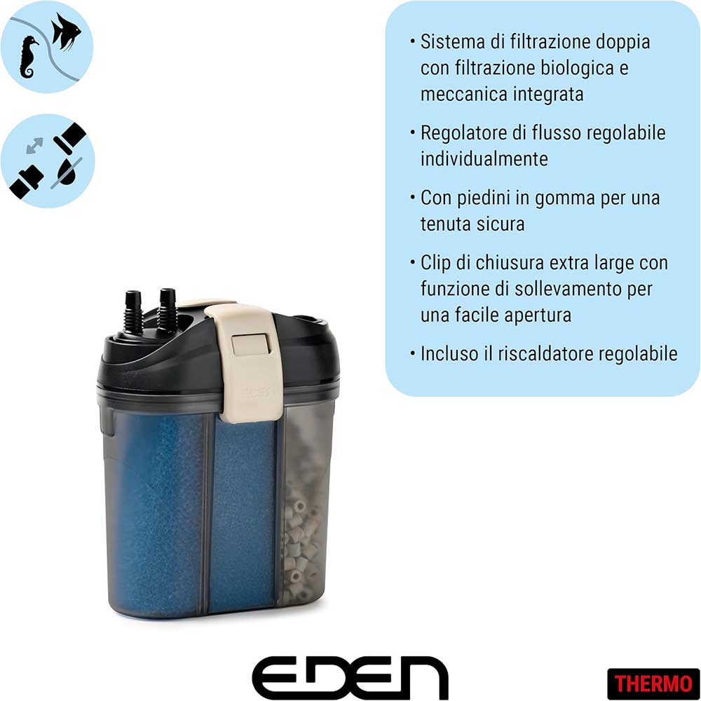 Eden FES 100 (Ex 511) Filtro esterno con Riscaldatore per acquari fino a 100 Litri