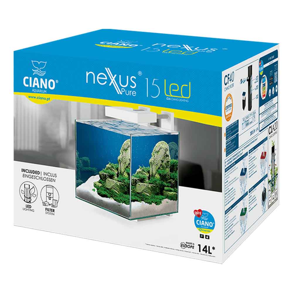 Ciano Aquarium Nexus Pure Cube15 con coperchio 14Lt 25x25x31,5h cm
