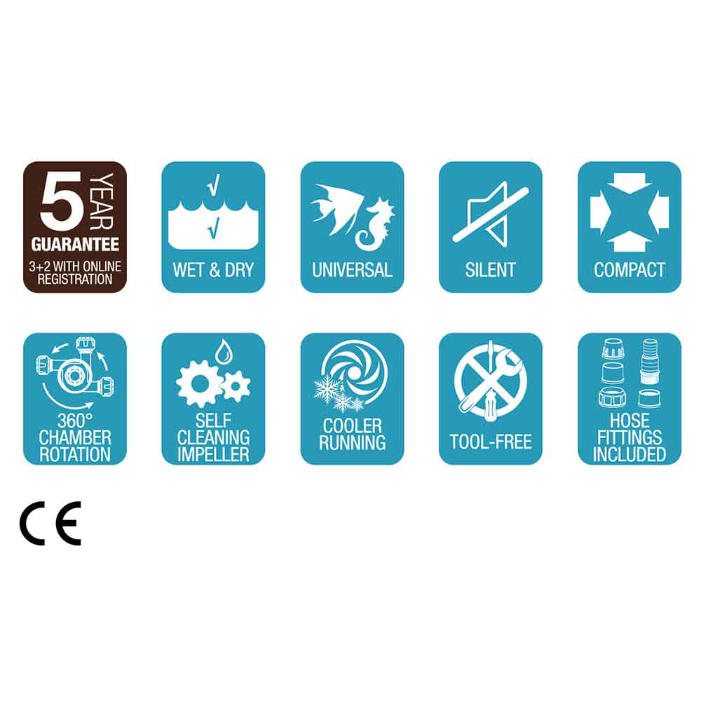 Sicce Pompa Syncra ADV 5.5 pompa di ricircolo interna/esterna regolabile 7000L/h cavo 10 metri