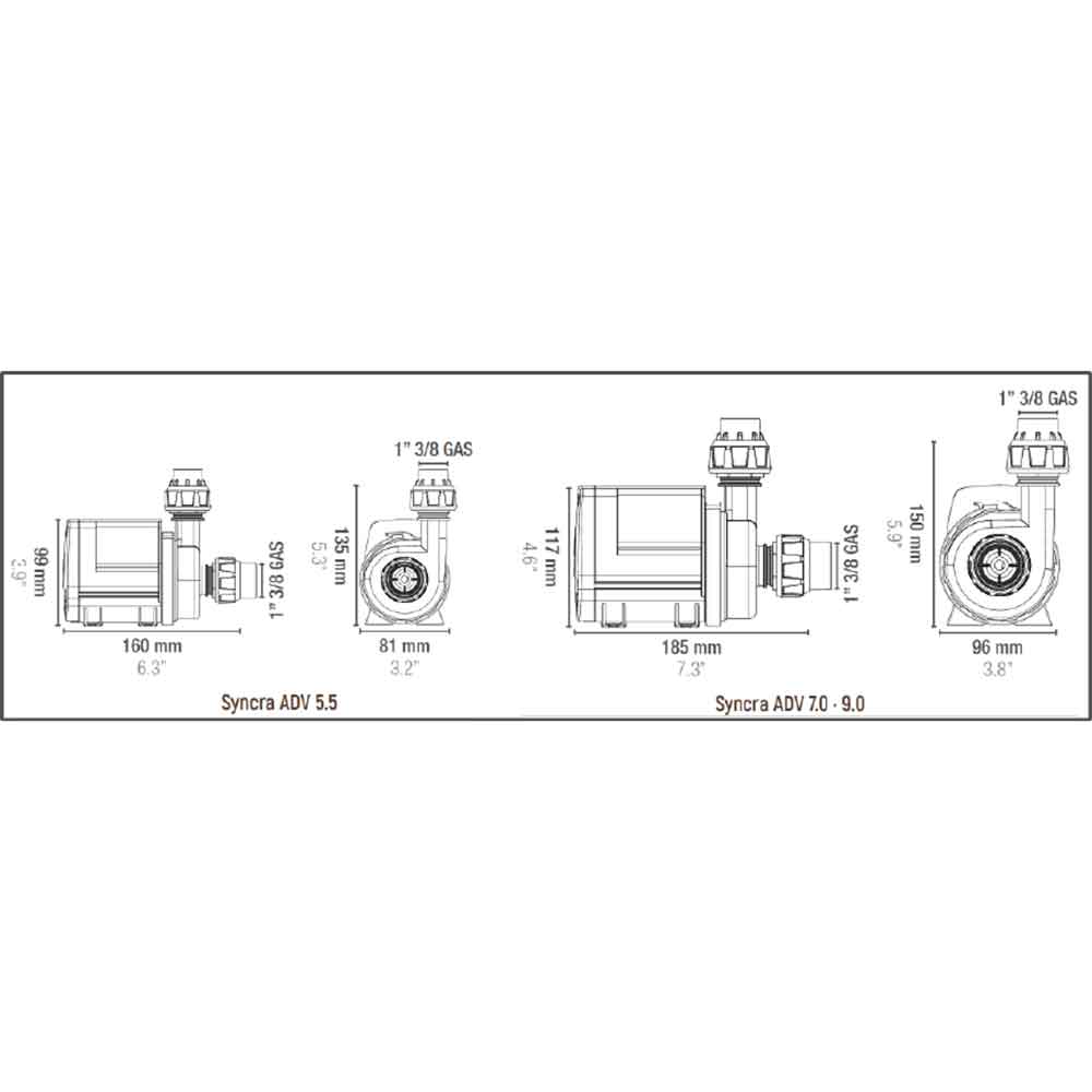 Sicce Pompa Syncra ADV 5.5 pompa di ricircolo interna/esterna regolabile 7000L/h cavo 10 metri