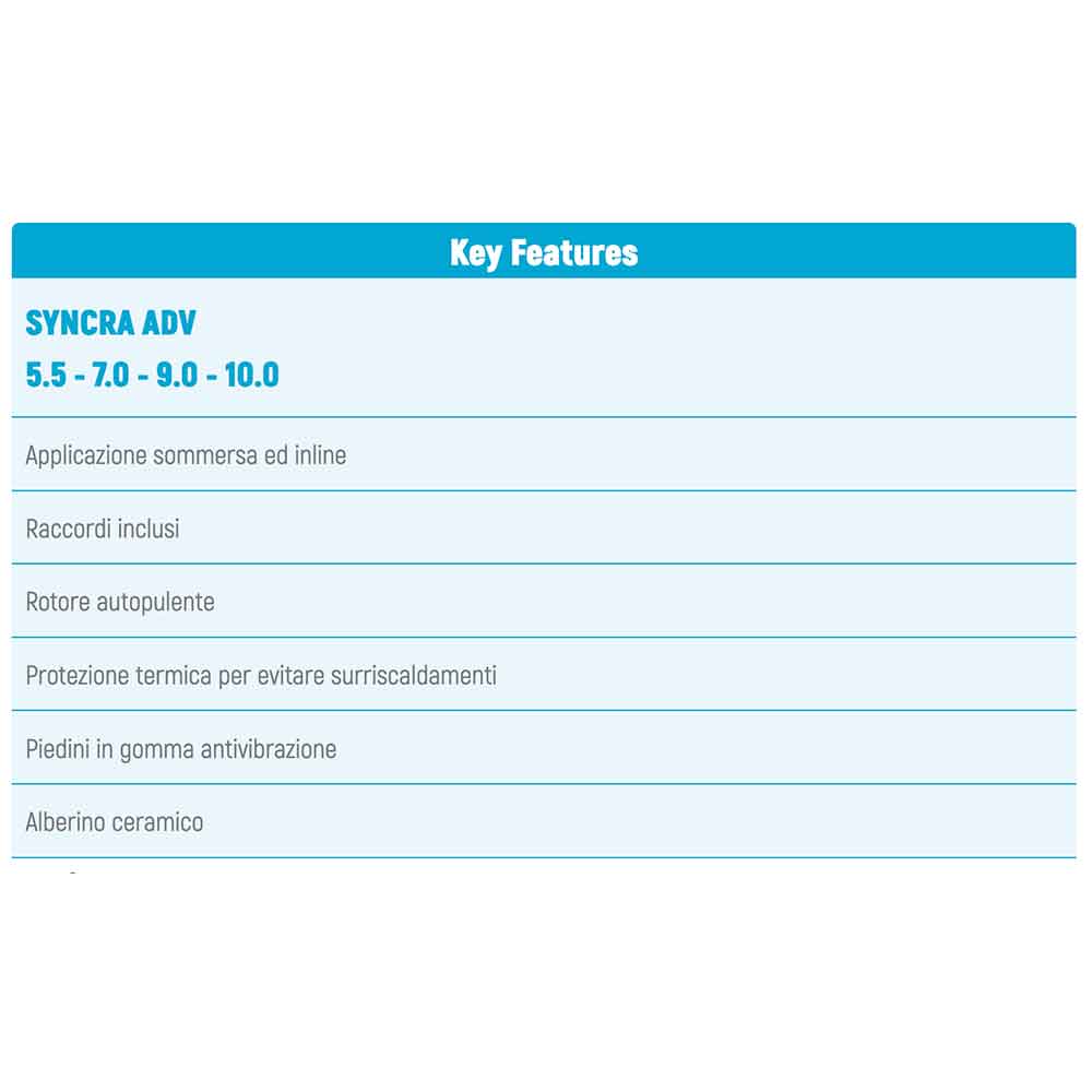 Sicce Pompa Syncra ADV 10.0 pompa di ricircolo interna/esterna regolabile 10000L/h cavo 10 metri