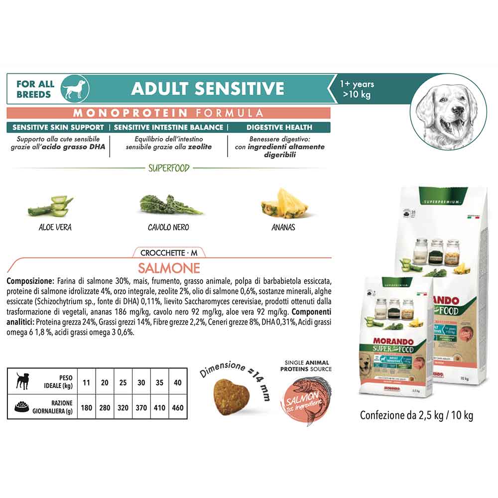 Morando Super Pet Food Adult Sensitive Crocchette M Salmone 2,5 Kg