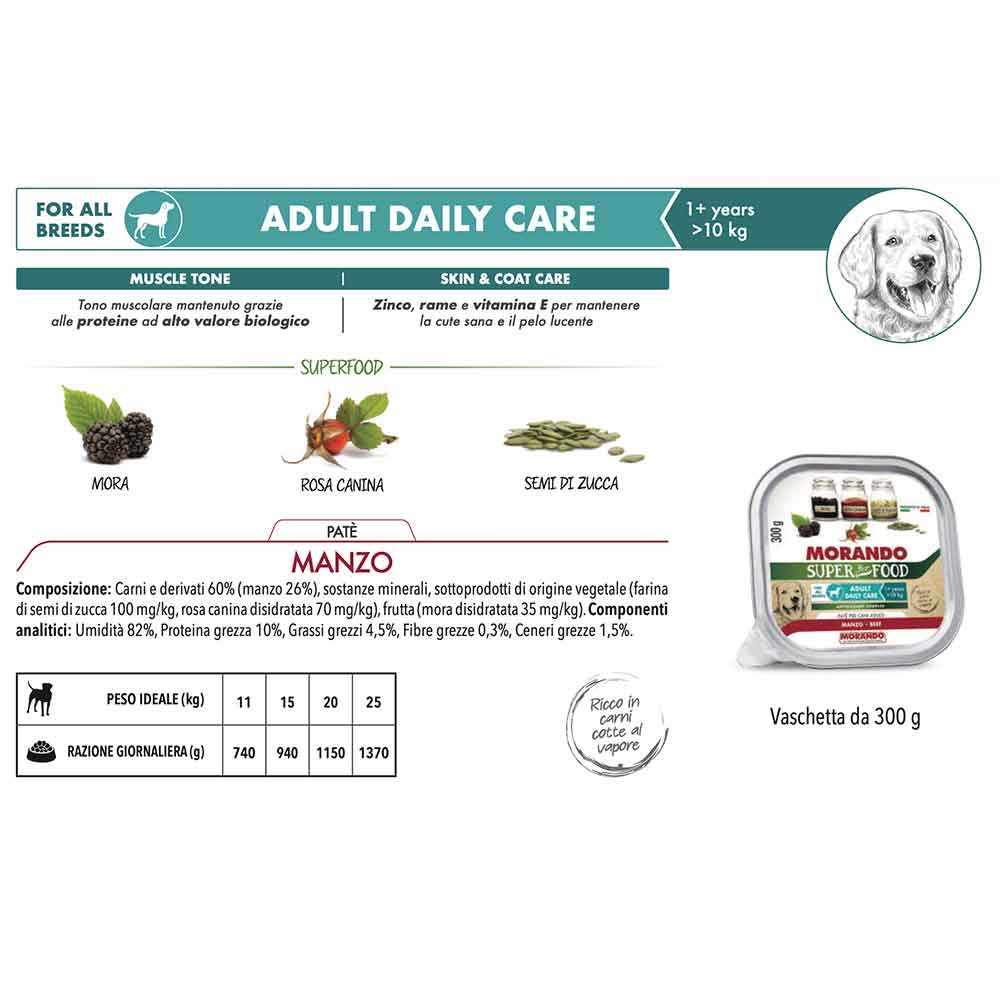 Morando Super Pet Food Adult Mini Daily Care Patè Manzo 300g