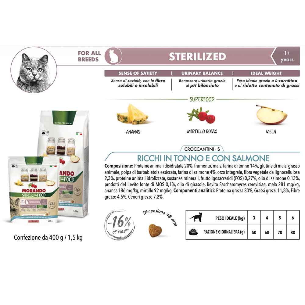 Morando Super Pet Food Sterilized Ricchi in Tonno e con Salmone 400g