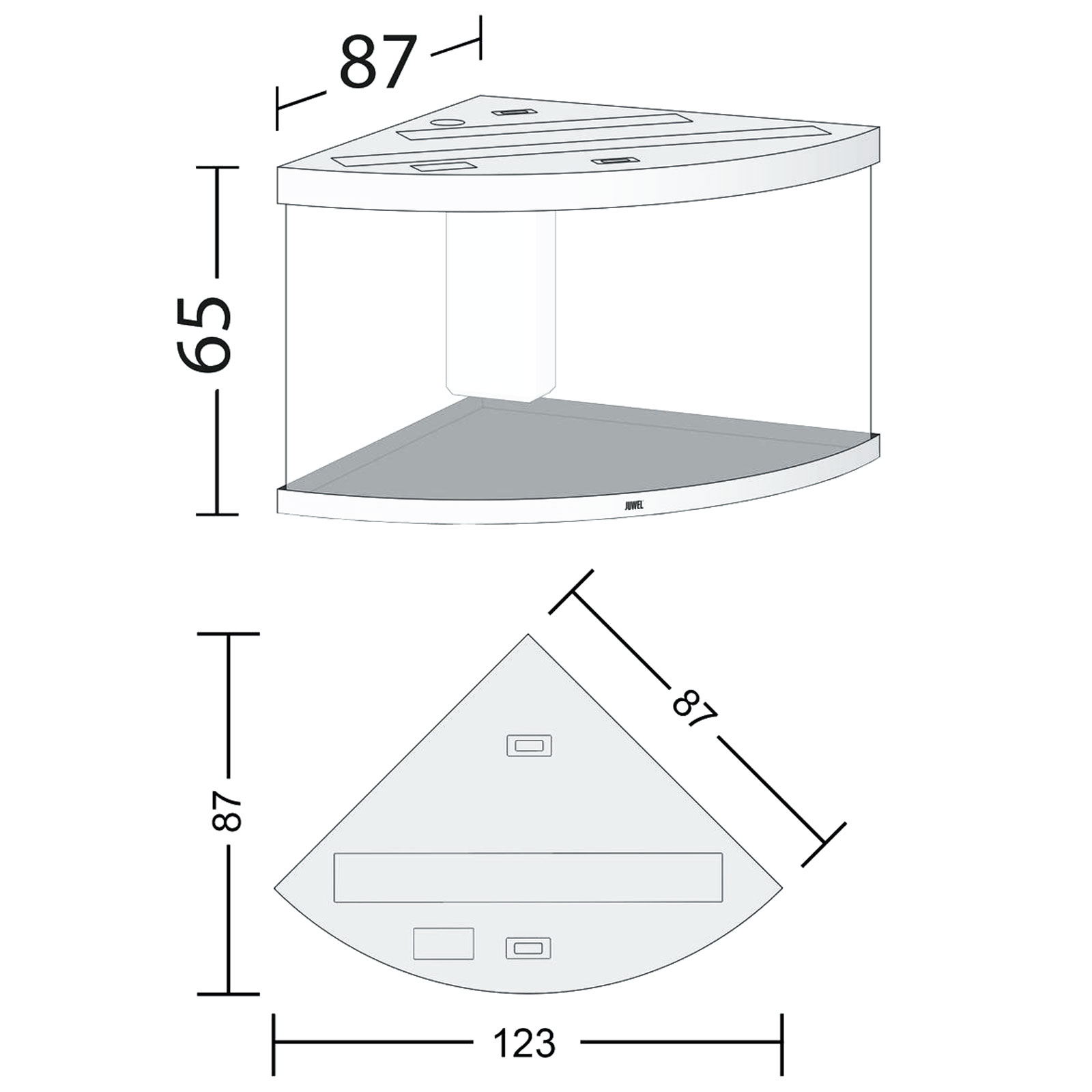 Juwel Acquario Trigon 350 Litri LED Bianco mis. 123x87x65H cm