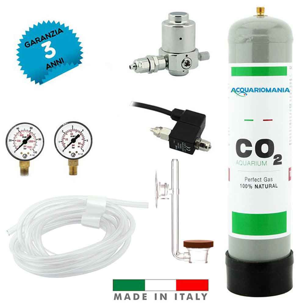 Acquariomania Impianto CO2 Minimum Pro Bombola 600g Riduttore Elettrovalvola Atomizzatore Twinstar Manometri e Tubo