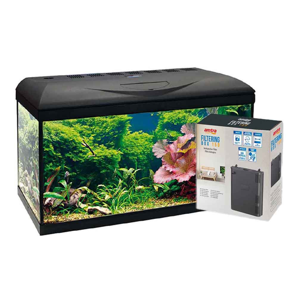 Amtra Basic 60 Acquario Led Nero con Filtering Box 150 55lt 60x30x42h cm