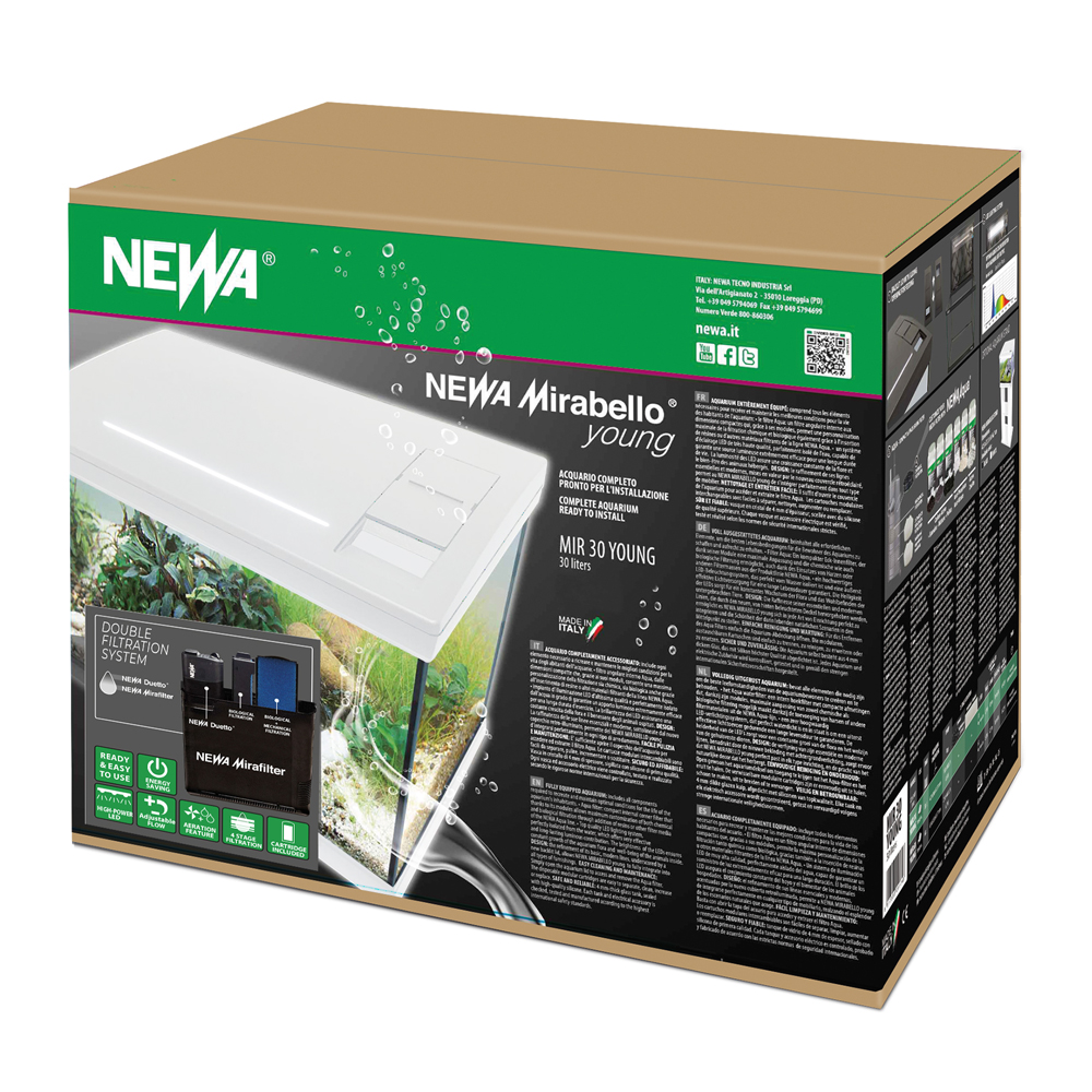 Newa Mirabello 30 Young Led MF Acquario 30 litri Bianco