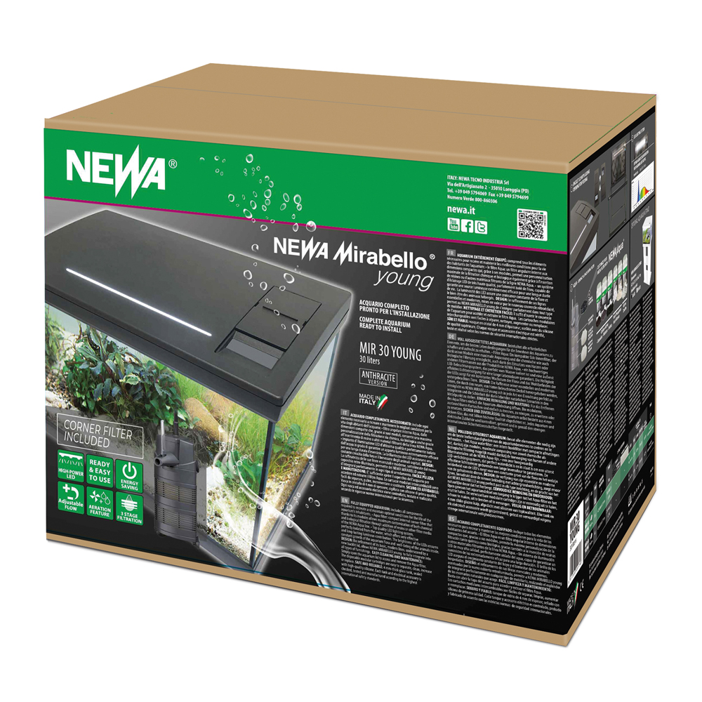 Newa Mirabello 30 Young Led Acquario 30 litri Antracite