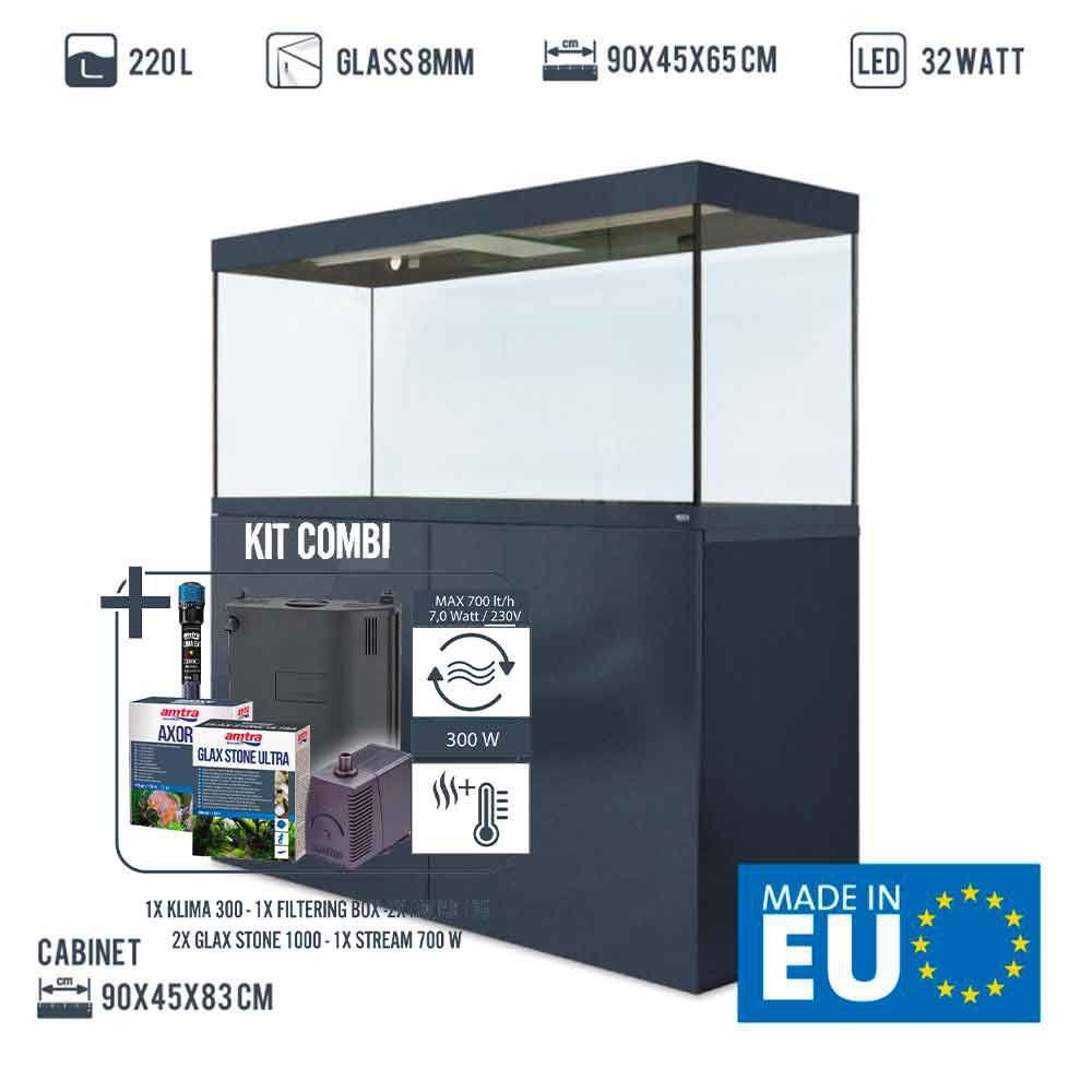 Amtra Acquario Alux Grey Combi con Mobile e Filtraggio 450L 150x55x148h cm