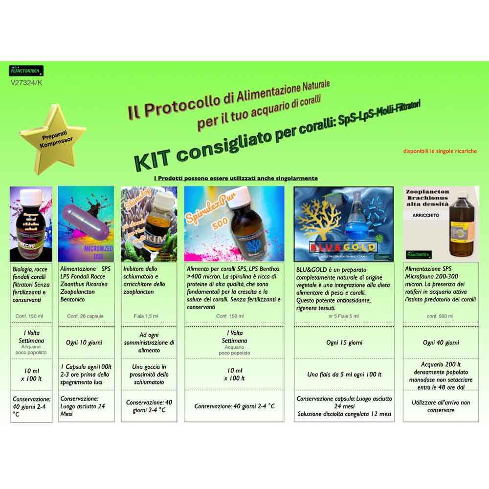 Planctontech Protocollo Alimentazione Naturale Kompressor Coralli Sps Lps Molli Filtratori
