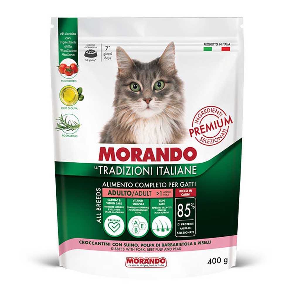 Morando Premium Croccantini Adulto per Gatto con Suino Polpa di Barbabietola e Piselli 400gr
