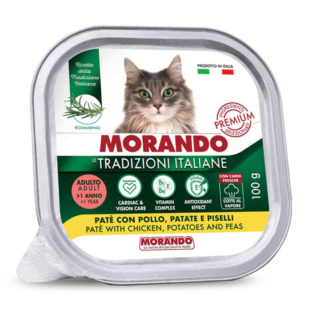 Morando Premium Umido Adulto Patè per Gatto con Pollo Patate e Piselli 100gr