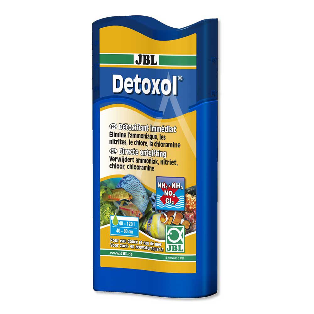 Jbl Detoxol Rimuove ammoniaca (NH3) nitriti (NO2) cloro e coramina nell'acqua dolce e marina 100ml x 400 Litri