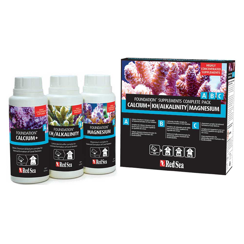 Red Sea Foundation ABC Calcium KH/Alkalinity Magnesio Stronzio e Bario 3x250ml 