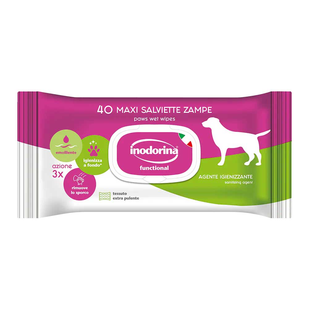 Inodorina Salviette Functional per zampe Cane 40pz