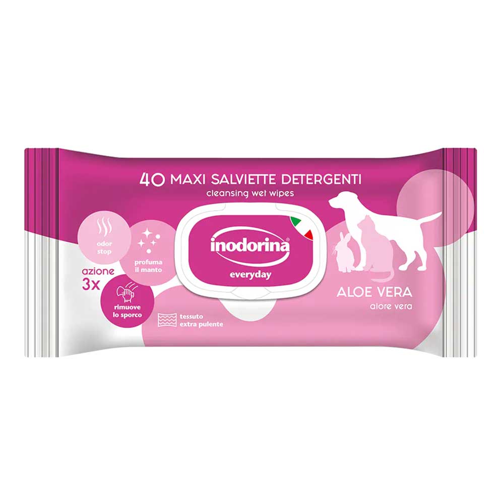 Inodorina Salviette Detergenti Aloe Vera Cane e Gatto e altri 40pz