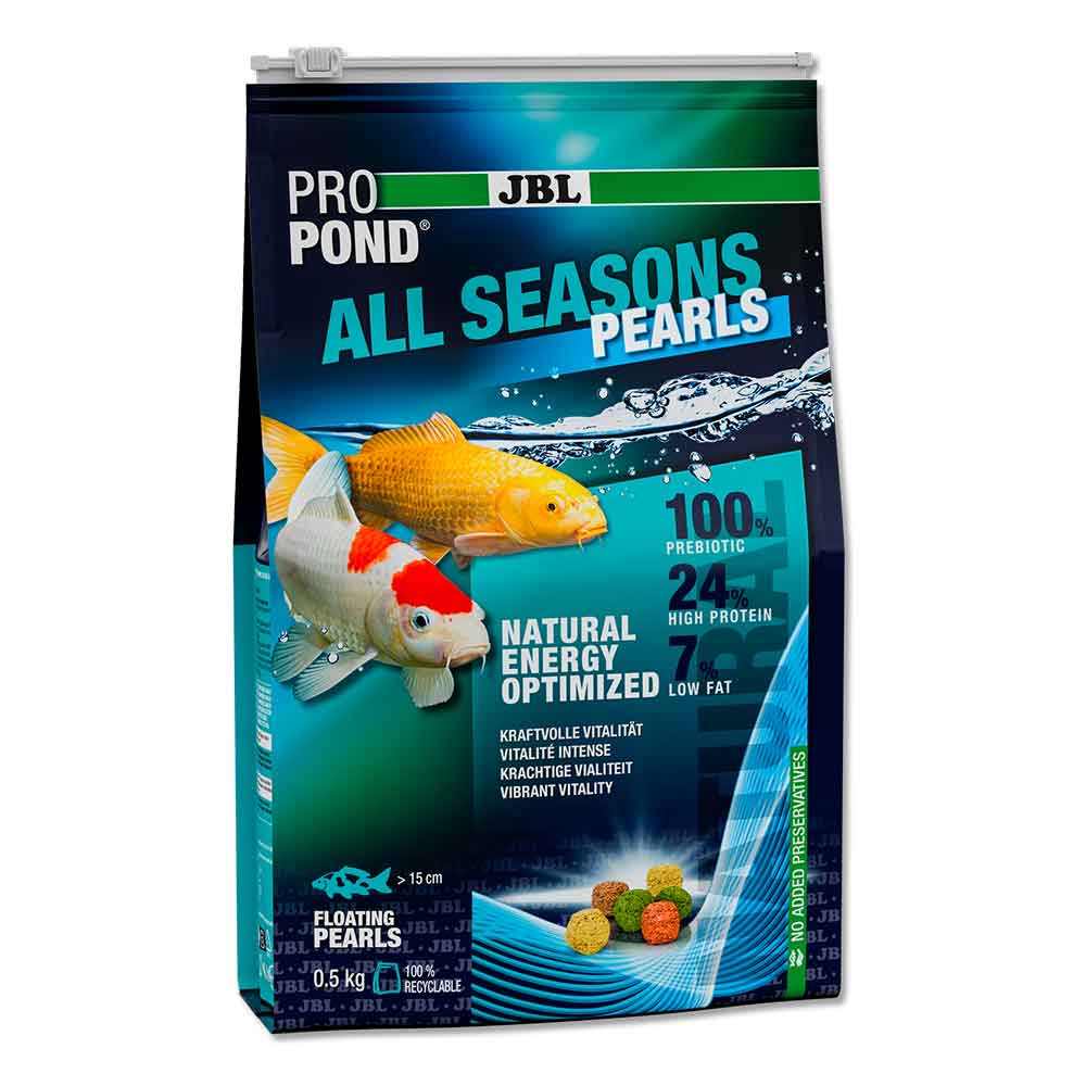Jbl Pro Pond All Season Pearls Mangime granulare quattro stagioni per koi e altri pesci da laghetto 3L 0,5Kg New 2025