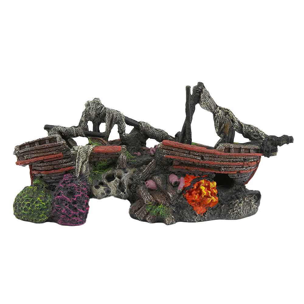 Aqua Della Decorazione Relitto su coralli 24x8,5x11,5hcm