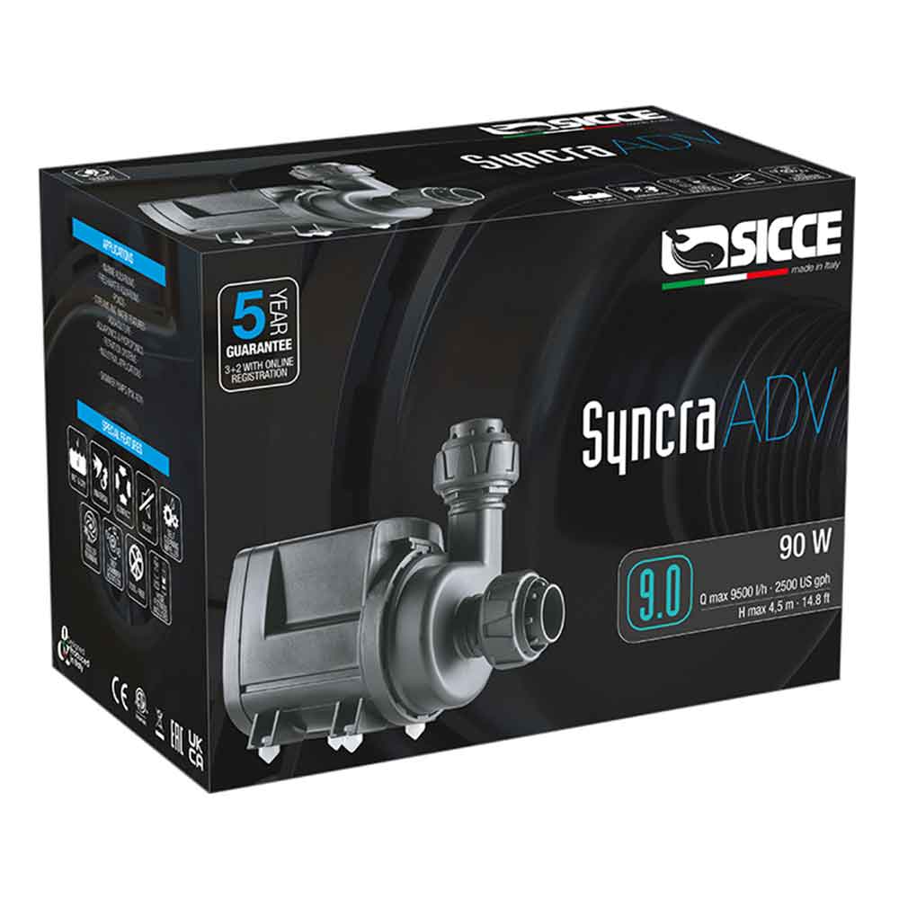 Sicce Pompa Syncra ADV 9.0 pompa di ricircolo interna/esterna regolabile 9500L/h cavo 10 metri